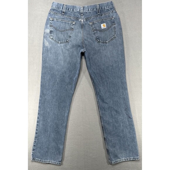 Carhartt Jeans Mens 34x34 Blue Straight Relaxed American‎ Cowboy Workwear Denim - Picture 7 of 12